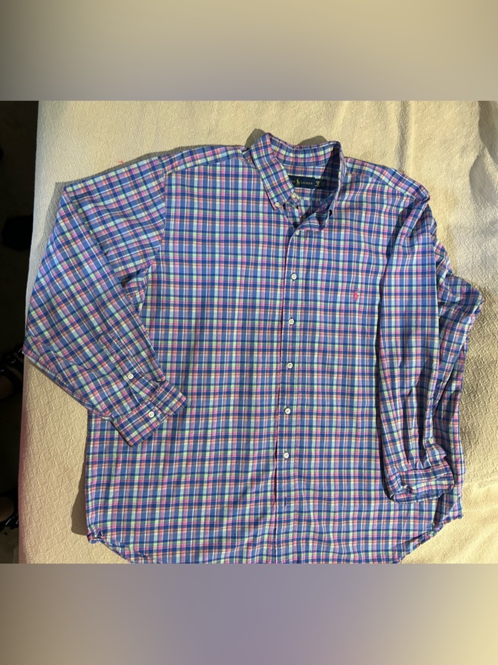 Ralph Lauren Men's Plaid Button-Down Shirt in Blue, Pink, Green